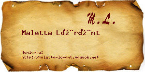 Maletta Lóránt névjegykártya